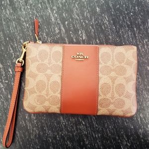 AUTHENTIC Leather Coach Wrist Wallet + Leather Tag